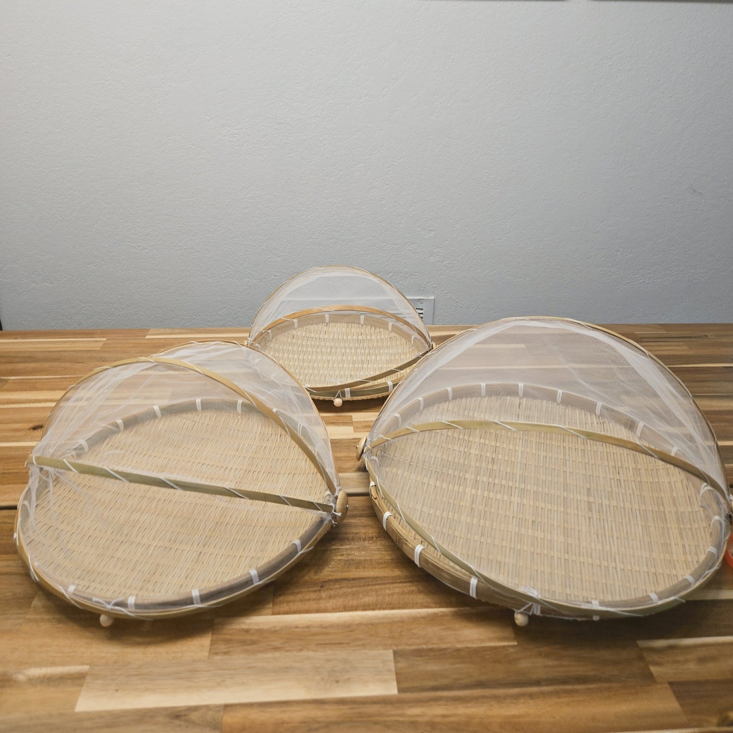 Sustainable Bamboo Baskets with Covers (Set of 3)